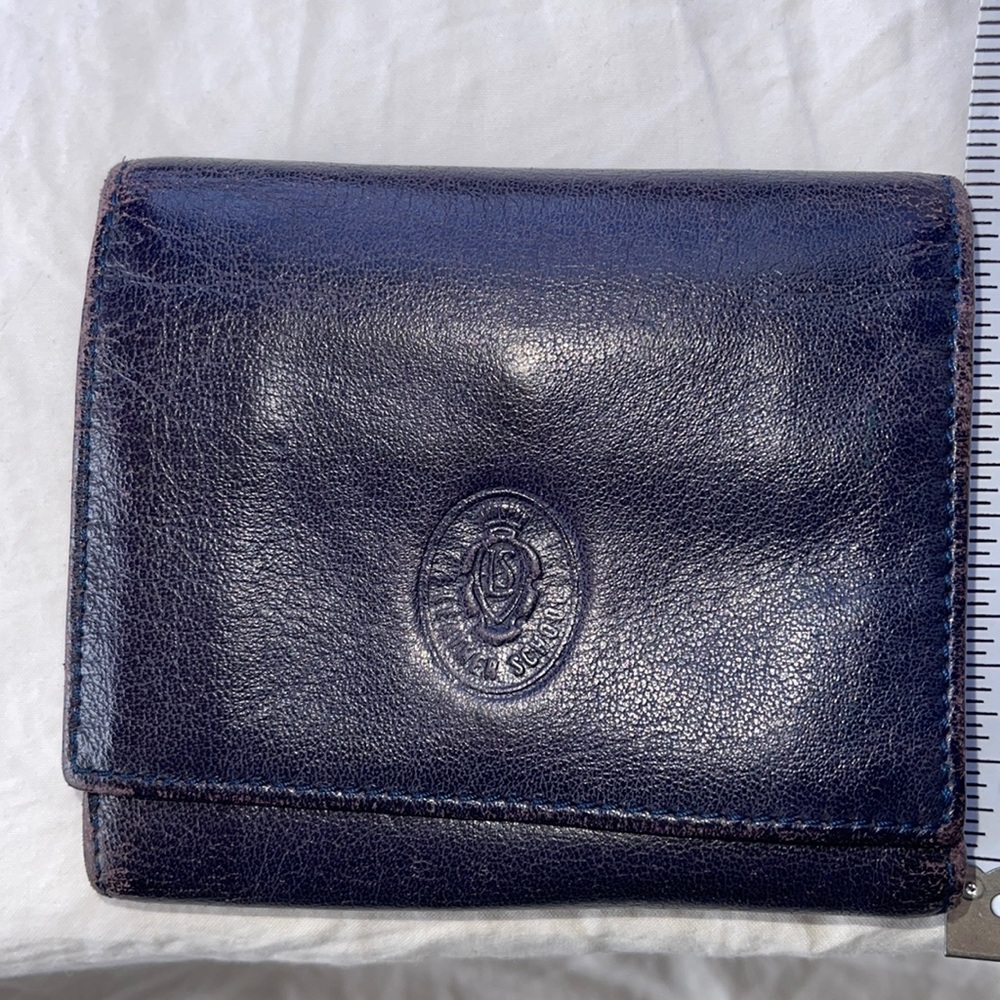 Firenza Leather tri fold navy wallet